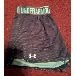 Blue mesh under-armor shorts